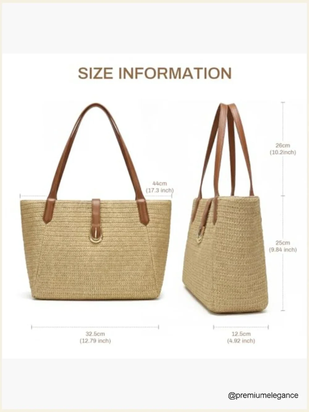 Large Woven Raffia Straw Beach Tote with Leather Handles, Shoulder Bag Summer